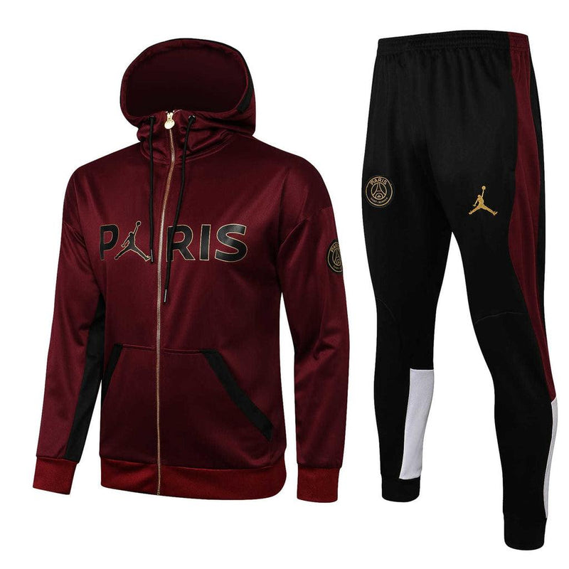 Conjunto Inverno PSG Vinho e Preto Jordan - Com Fecho e Capuz